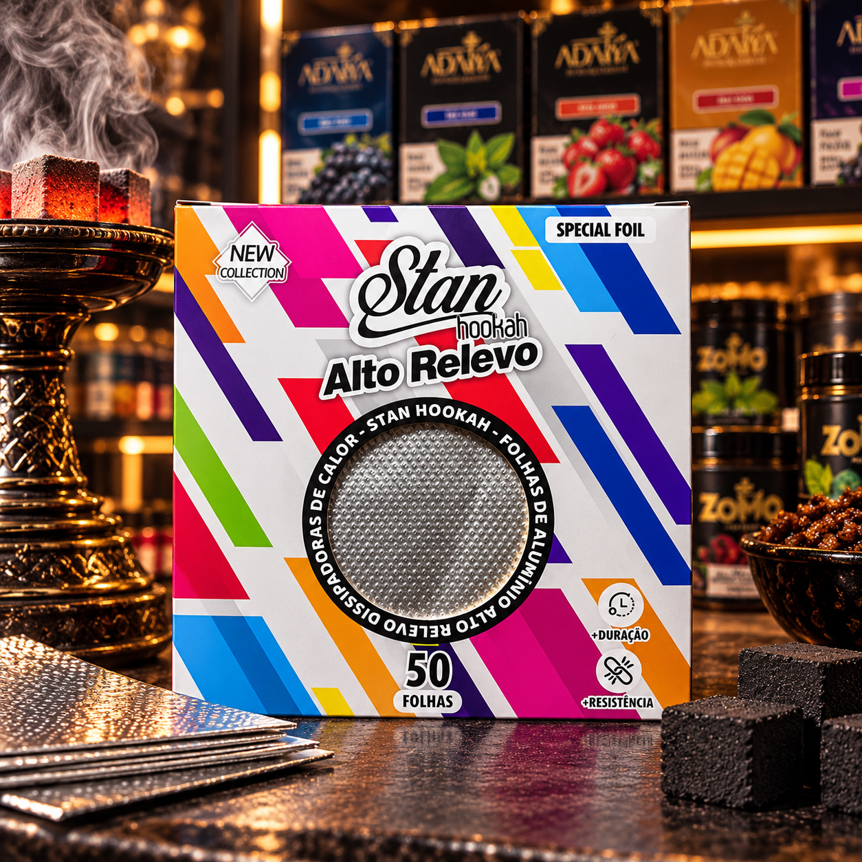 Alumínio Stan Hookah Alto Relevo - 50 Unidades