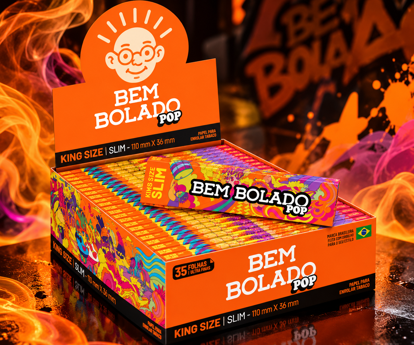 Seda Bem Bolado Pop - King Size Slim com 35 folhas